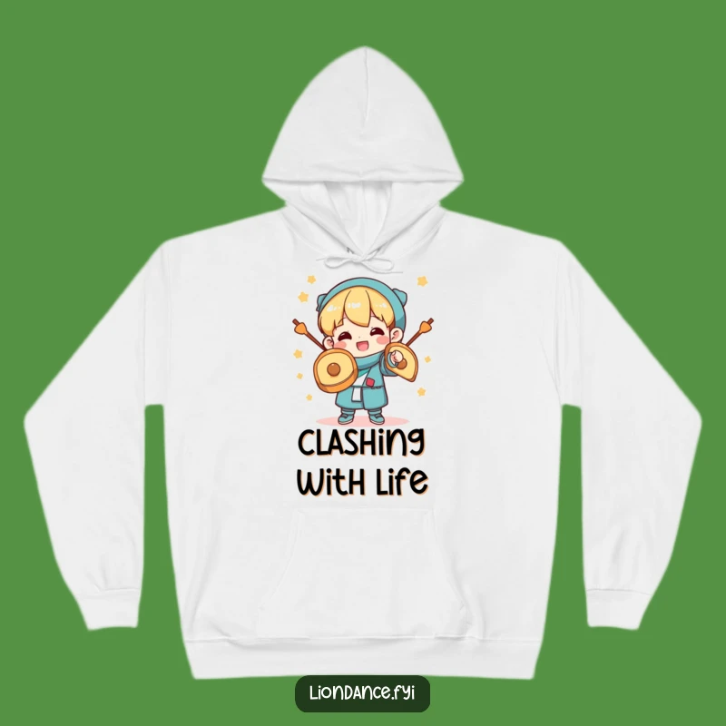 Cozy Funny Cymbal Clashing Character Hoodie: Feel The Celebration!