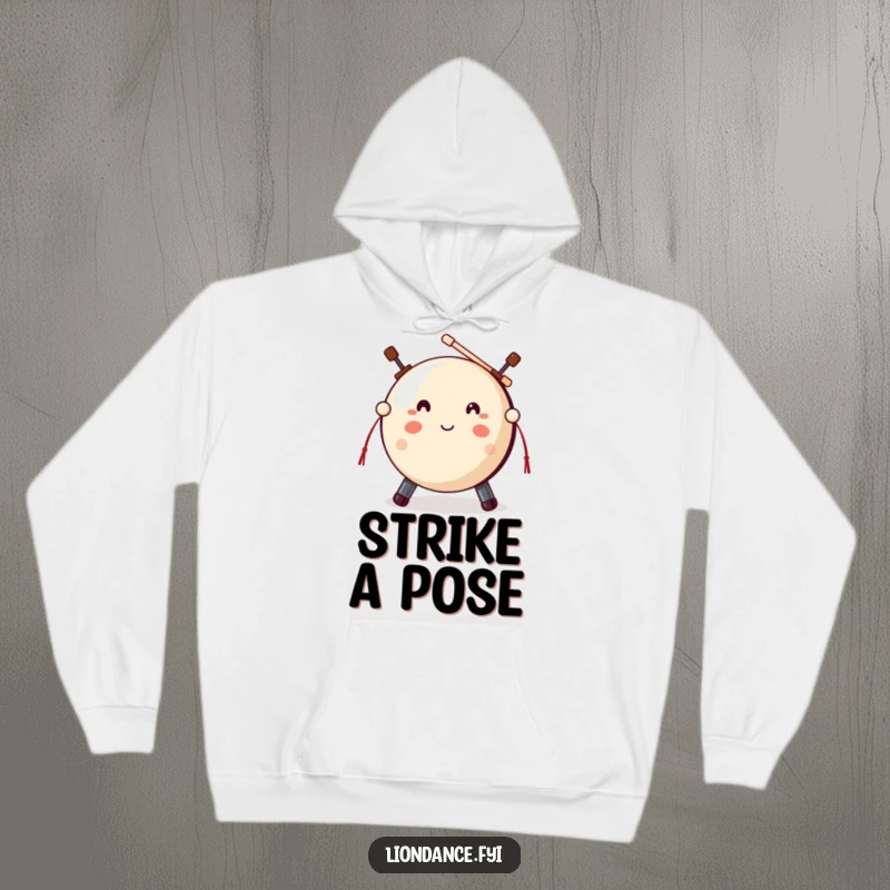 Funny gong nap hoodie featuring a cute gong prop and mallets, symbolizing readiness for a humorous sound, cozy wear.