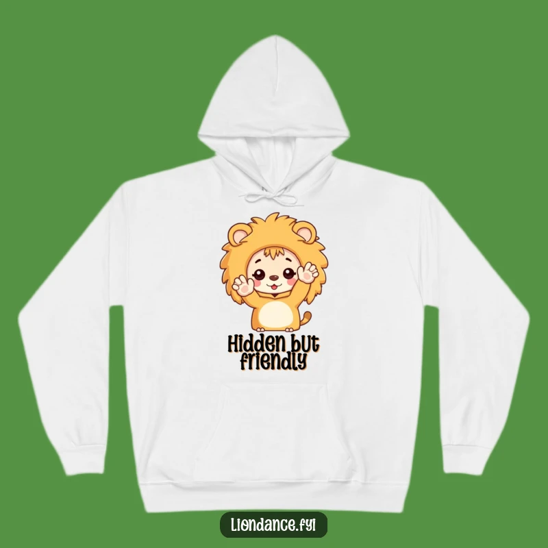 Cozy Funny Lion Hoodie: Peek-a-Boo Character Waving, Warm and Humorous Gift