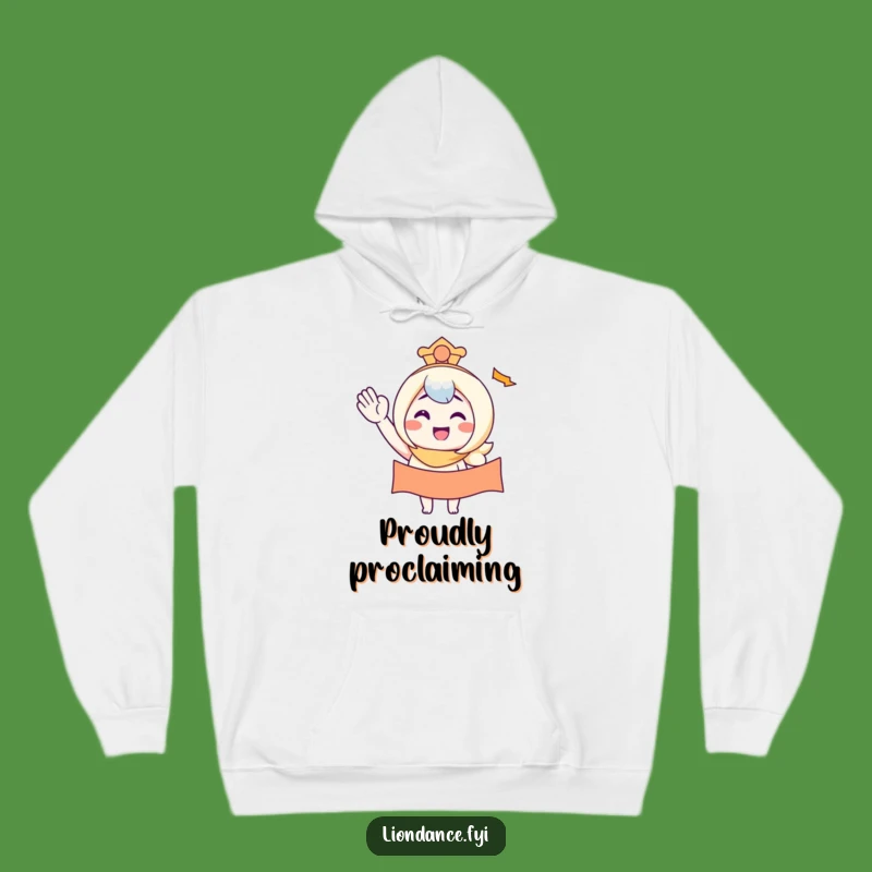 Funny Waving Banner Character Smiles Hoodie - Cozy Cheer & Positivity!