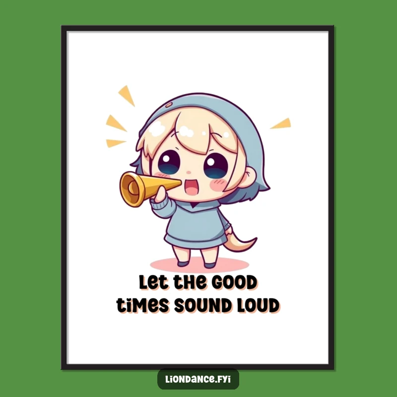 Free Printable Wall Art: Cheerful Horn Blower Character Funny Downloadable Decor