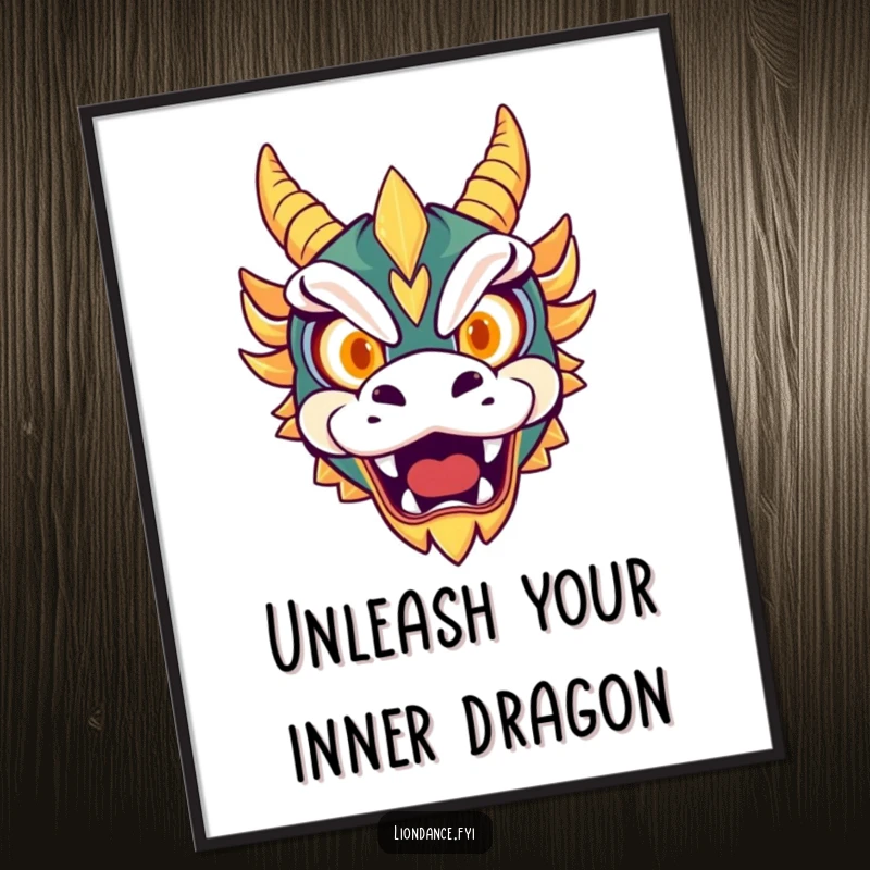 Funny Free Printable Wall Art: A cute dragon mask with glowing eyes playfully roars, adding a touch of mythical charm.