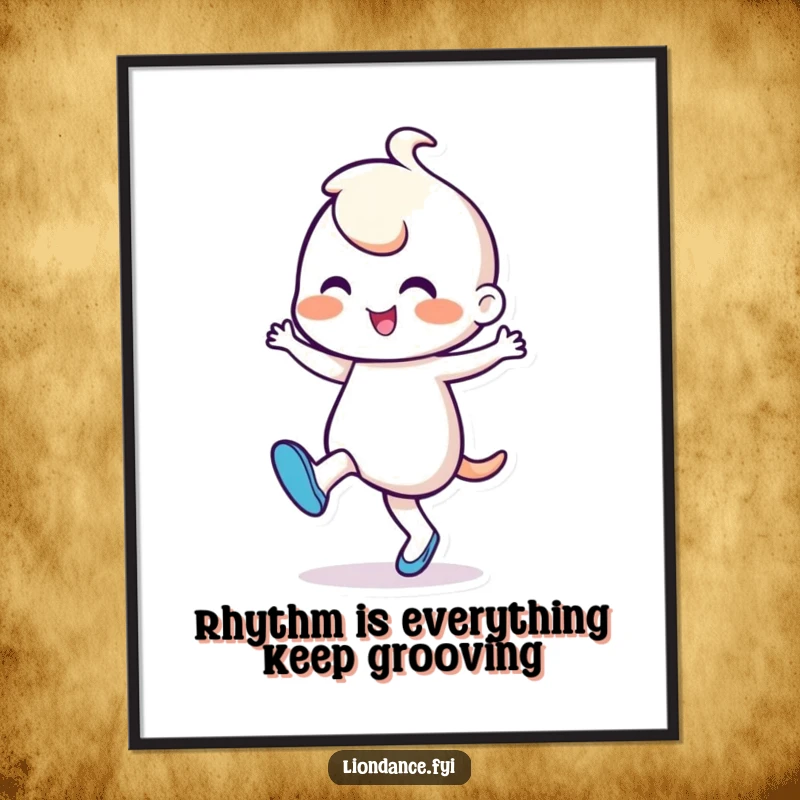 Funny Free Printable Wall Art: Cheerful character tapping foot rhythmically, captured mid-dance, humorous downloadable art for any room.