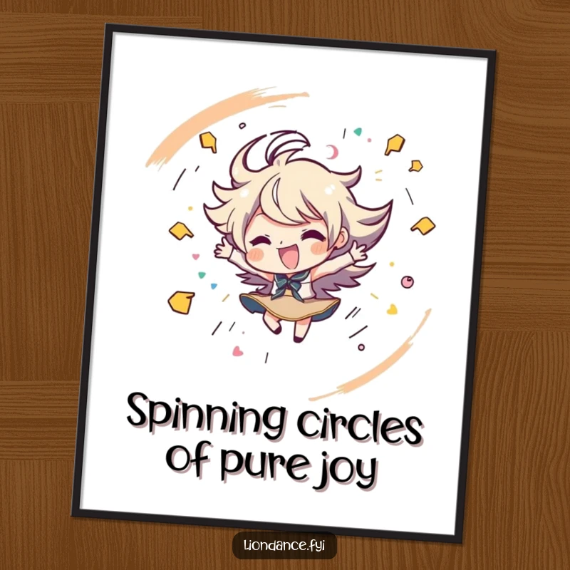 Funny Free Printable Wall Art: A character is captured mid-spin with energetic strokes, creating a lively and humorous piece of art.