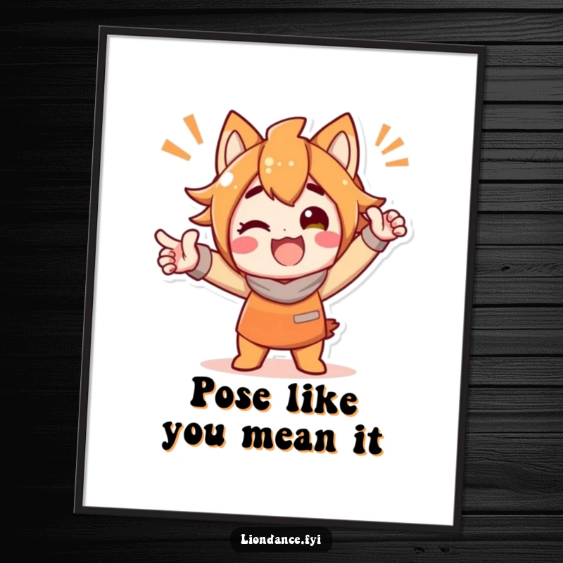 Funny Free Printable Wall Art: Delighted character striking a bold pose, exuding confidence and humor for vibrant, downloadable home decor.