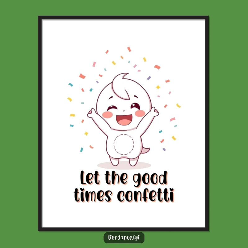 Funny Free Printable Wall Art: Happy Confetti Character - Humorous Downloadable Decor