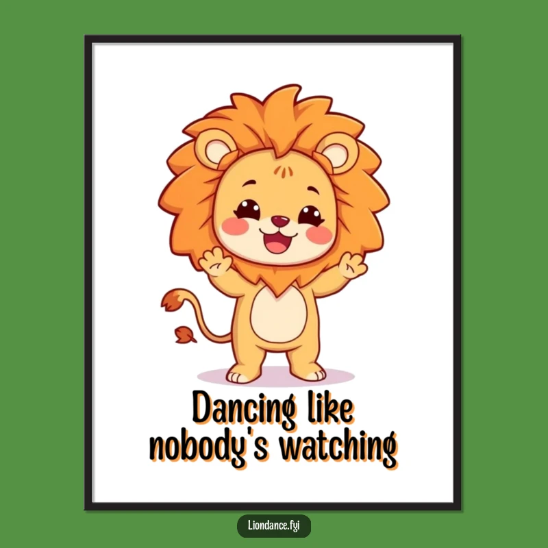 Funny Free Printable Wall Art: Silly Lion Dance Character, Downloadable Decor for Playful Spaces