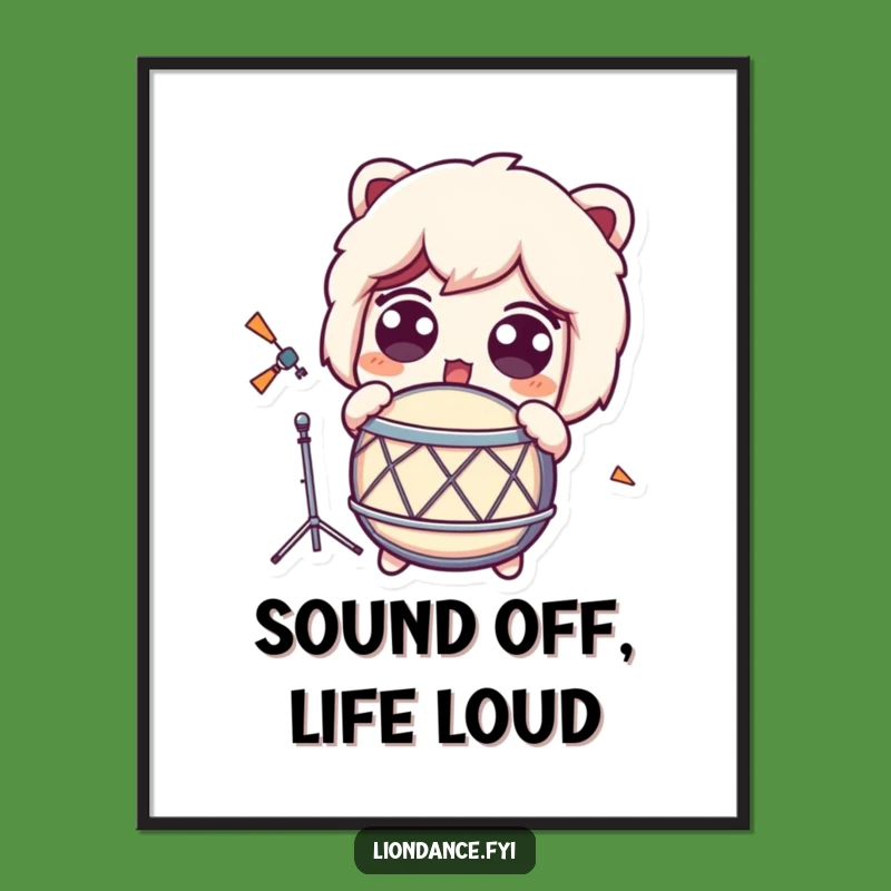 Funny Free Printable Wall Art: Surprised Character & Drum, Humorous Downloadable Decor