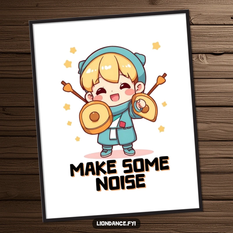 Funny Free Printable Wall Art: A character enthusiastically clashing cymbals with a happy expression, creating a lively visual.