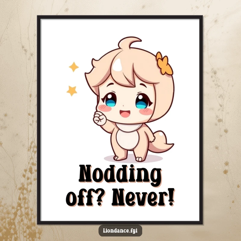 Funny Free Printable Wall Art: Smiling character interacts with viewers, giving a friendly nod of welcome and joy.