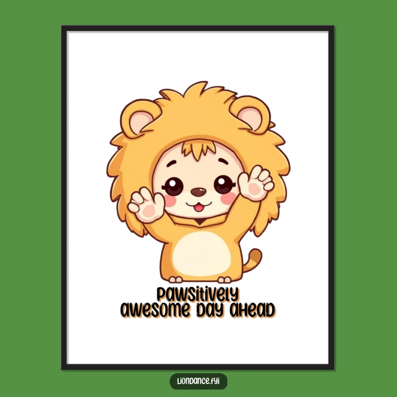 Funny Free Printable Wall Art: Lion Costume Character Waving, Downloadable Decor for Joyful Spaces