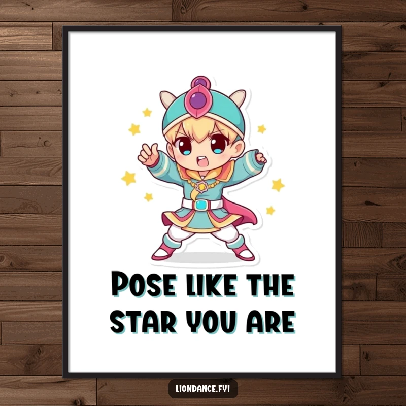 Funny Free Printable Wall Art: A character in a colorful costume striking a striking and artistic dynamic pose.