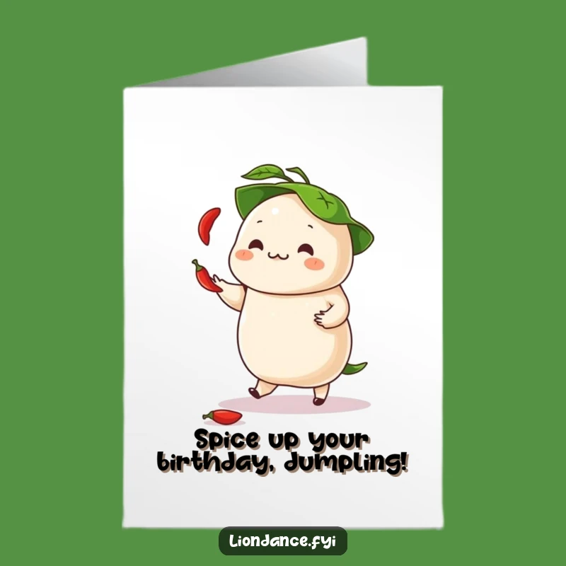 Free Printable Birthday Card: Dancing Dumpling Chili Fun Downloadable Gift