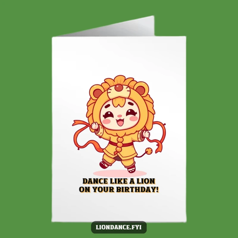 Free Printable Birthday Card: Dancing Lion Costume, LOL Downloadable Gift of Joy