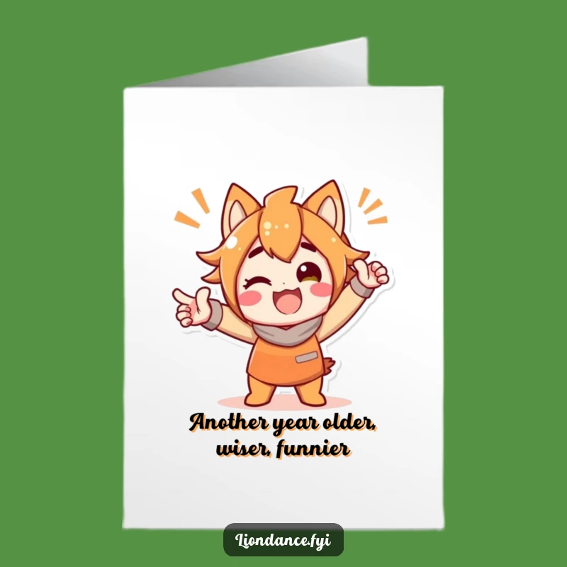 Free Printable Birthday Card: Delighted Character's Bold Pose - Funny Downloadable Gift