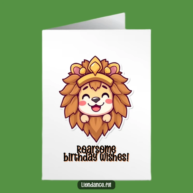 Free Printable Birthday Card: Funny Lion Headdress Character, Hilarious Downloadable Greeting