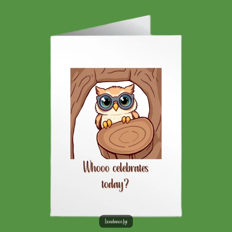 Free Printable Birthday Card: Funny Owl Binoculars Downloadable Gift