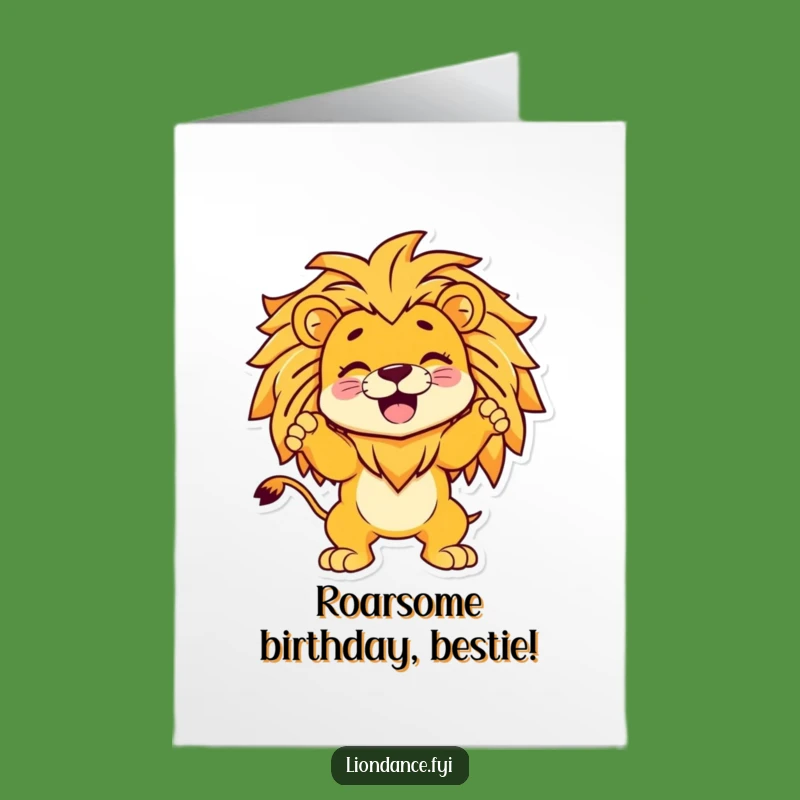 Free Printable Birthday Card: Giggling Character & Lion - Funny Downloadable Gift