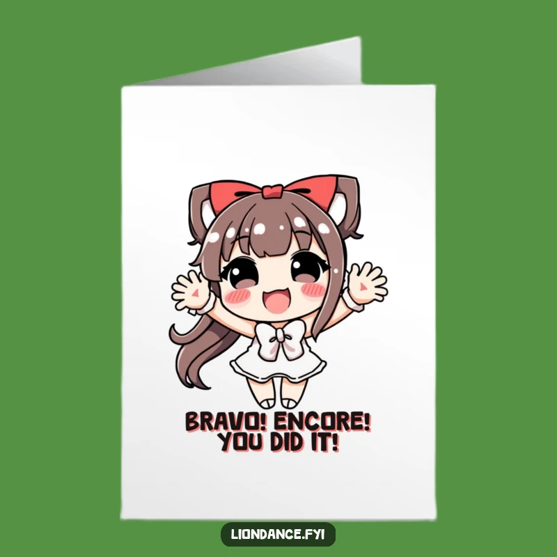 Free Printable Congrats Card: Joyful Bowing Character, Funny Celebration Downloadable