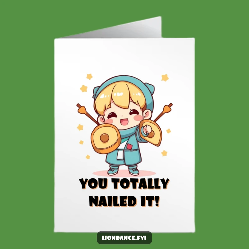 Free Printable Congrats Card: Cymbals Clash Success, Downloadable Humor Gift