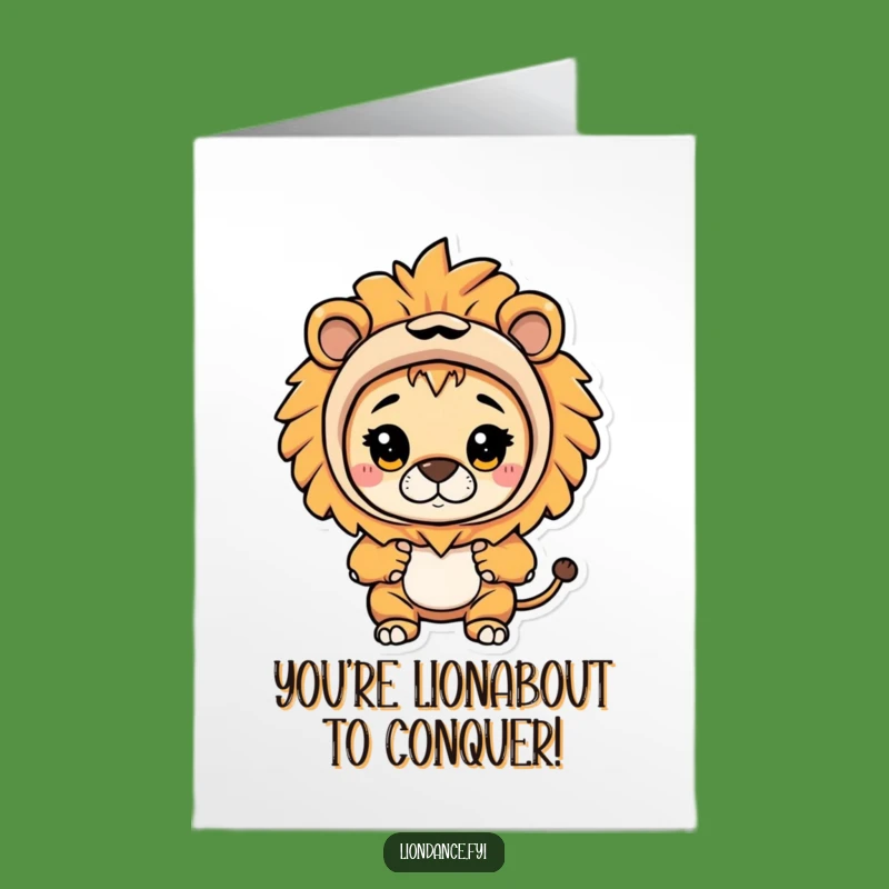Free Printable Congrats Card: Funny Lion Costume Peeking Out Surprise Downloadable Gift