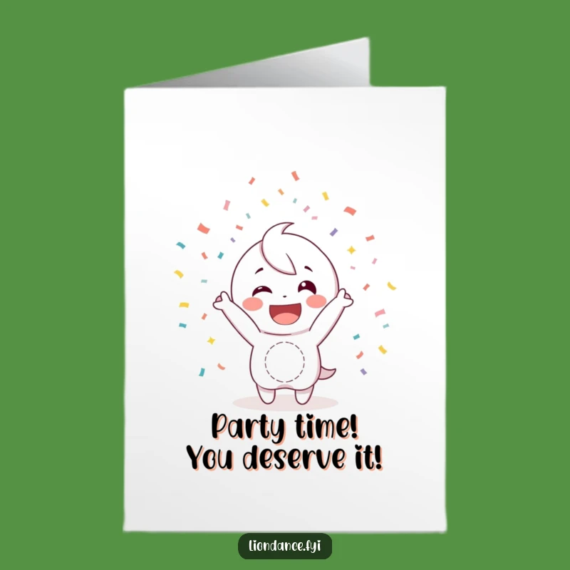 Free Printable Congrats Card: Happy Confetti Character - Funny Downloadable Gift