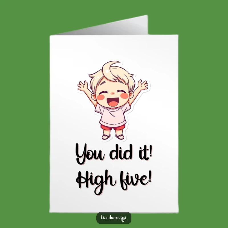 Free Printable Congrats Card: Joyful Child Cheering, Funny Downloadable Achievement Gift