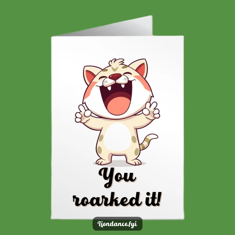 Free Printable Congrats Card: Roaring Character - Joyful Downloadable Gift
