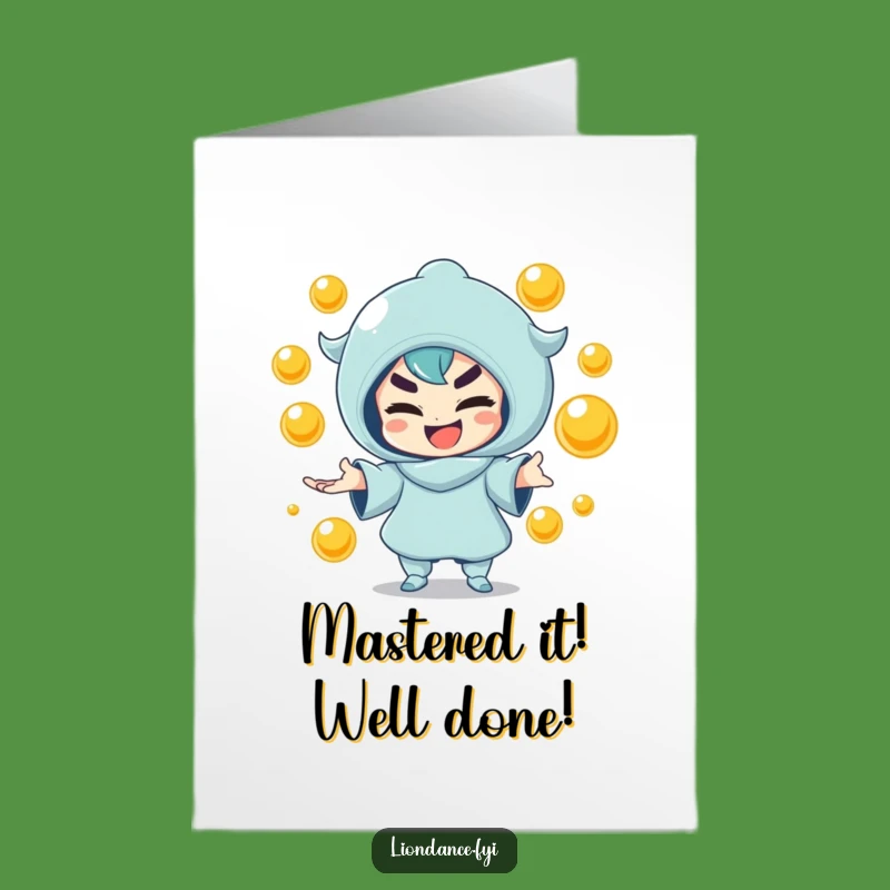 Free Printable Congratulations Card: Juggling Character Funny Downloadable Gift for Success