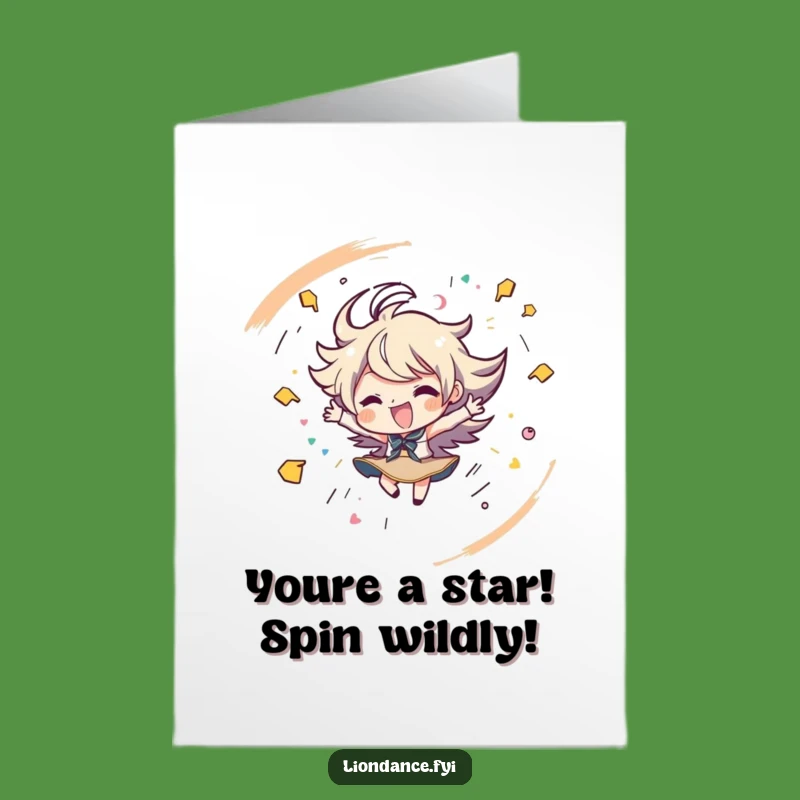 Free Printable Congratulations Card: Spinning Energy Character Funny Downloadable Gift