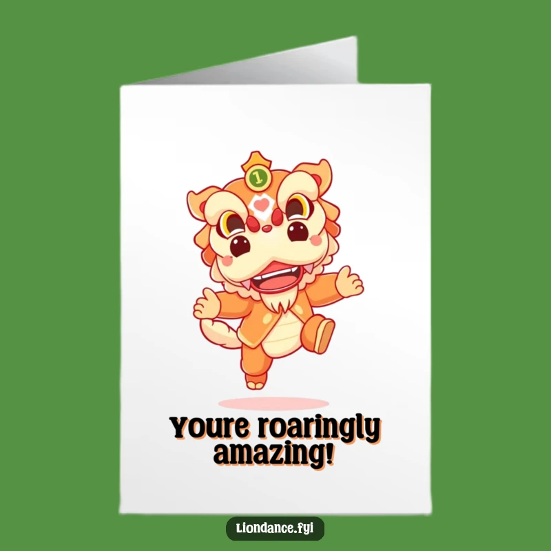Free Printable Lion Dance Congrats Card: Festive Leap Downloadable Cheer