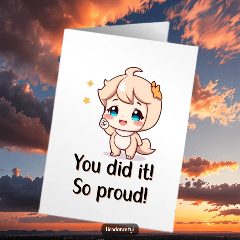 Funny Free Printable Congrats Card: Smiling character interacts with onlookers, offering a friendly nod of congratulations.