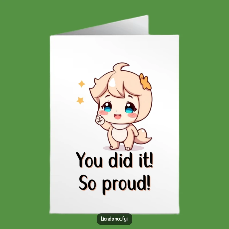 Free Printable Congrats Card: Friendly Nod Character - Happy Downloadable Gift