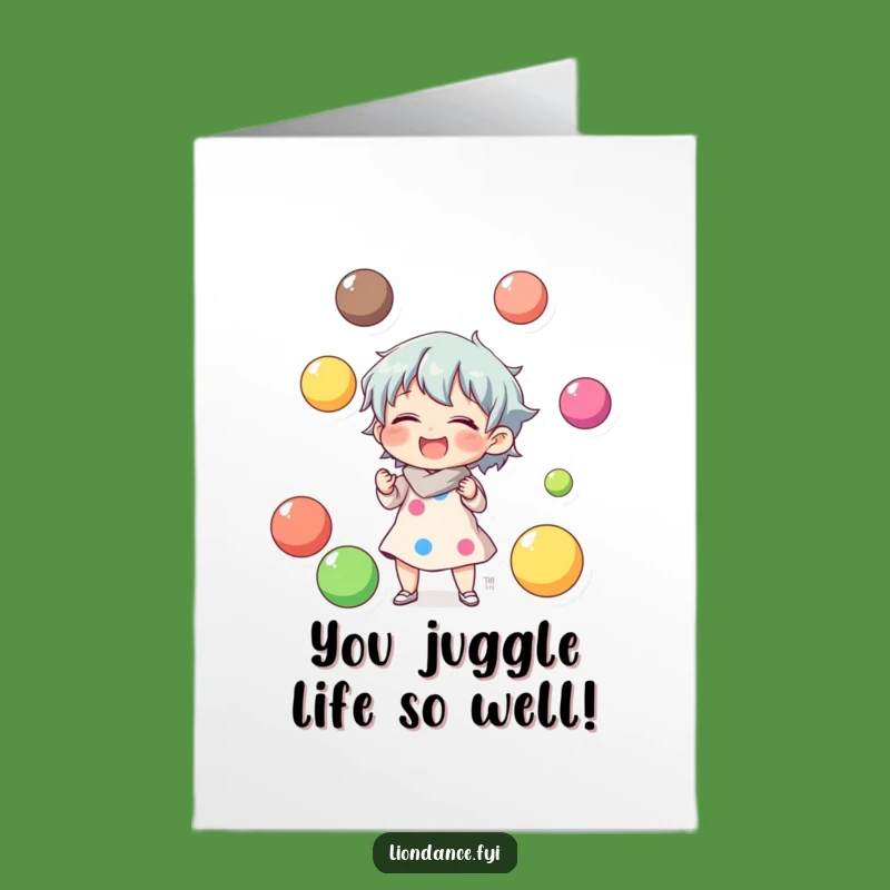 Free Printable Congrats Card: Juggling Character, Hilarious Downloadable Success Gift