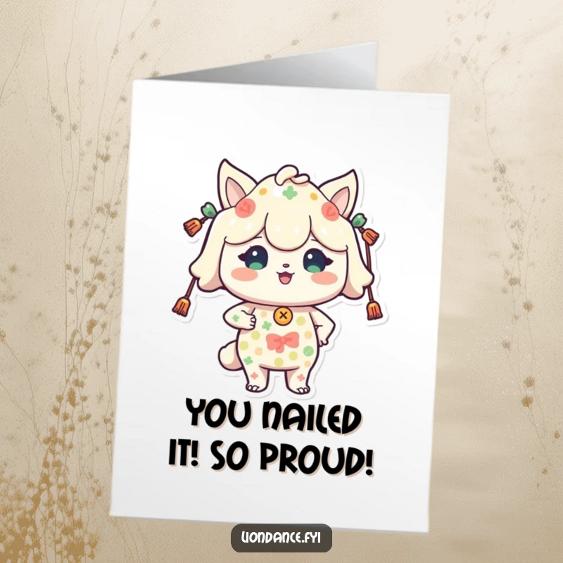 Funny Free Printable Congratulations Card: A proud character shows off festive flair, celebrating a wonderful achievement with a smile.