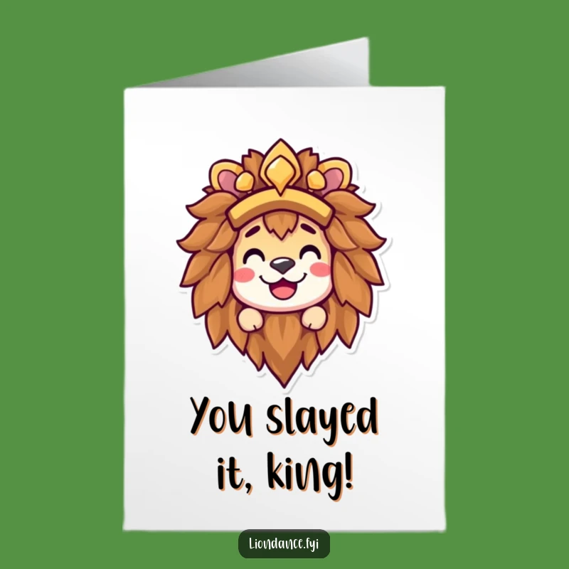 Free Printable Congrats Card: Lion Headdress Grin, Hilarious Downloadable for Any Win