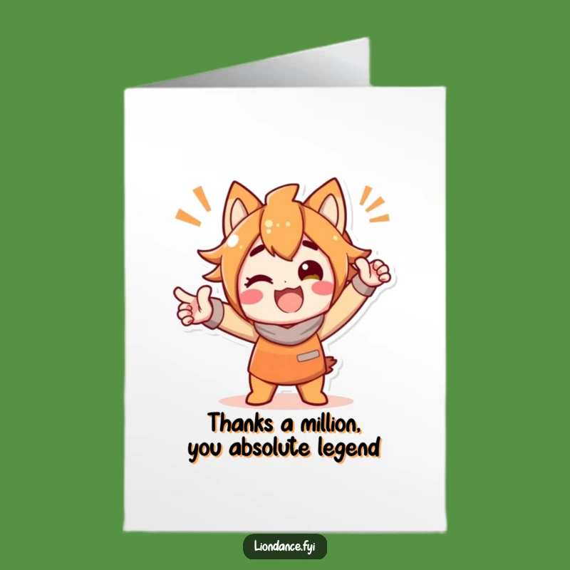 Free Printable Thank You Card: Bold Pose Character - Funny Downloadable Gift