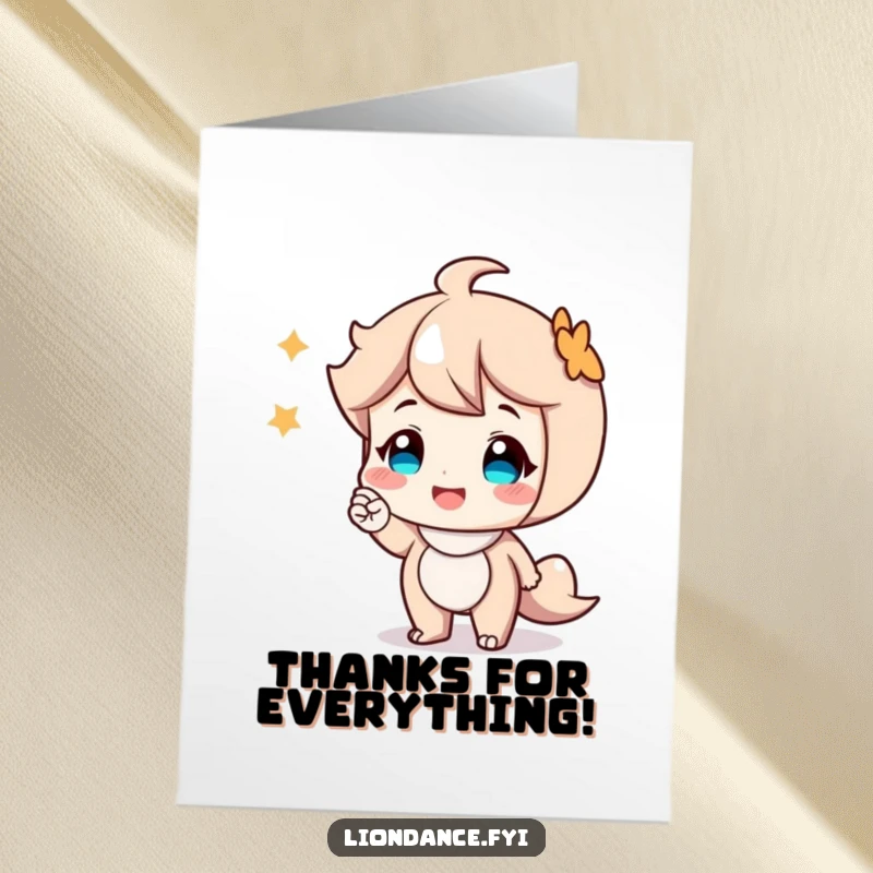 Funny Free Printable Thank You Card: Smiling character gives a friendly nod, perfect for expressing thanks warmly.