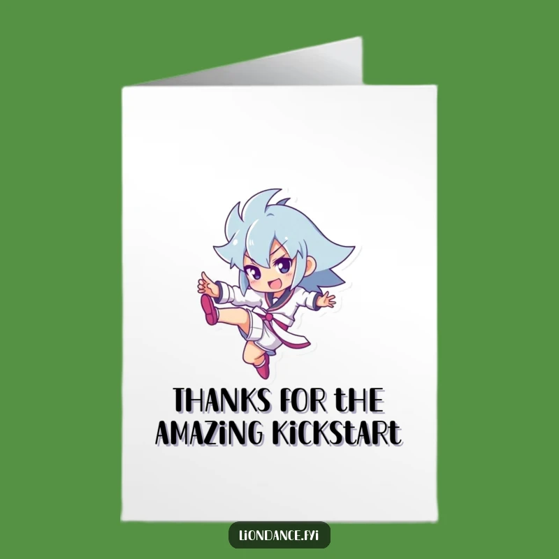 Free Printable Thank You Card: Kicking Character Funny Downloadable Gratitude
