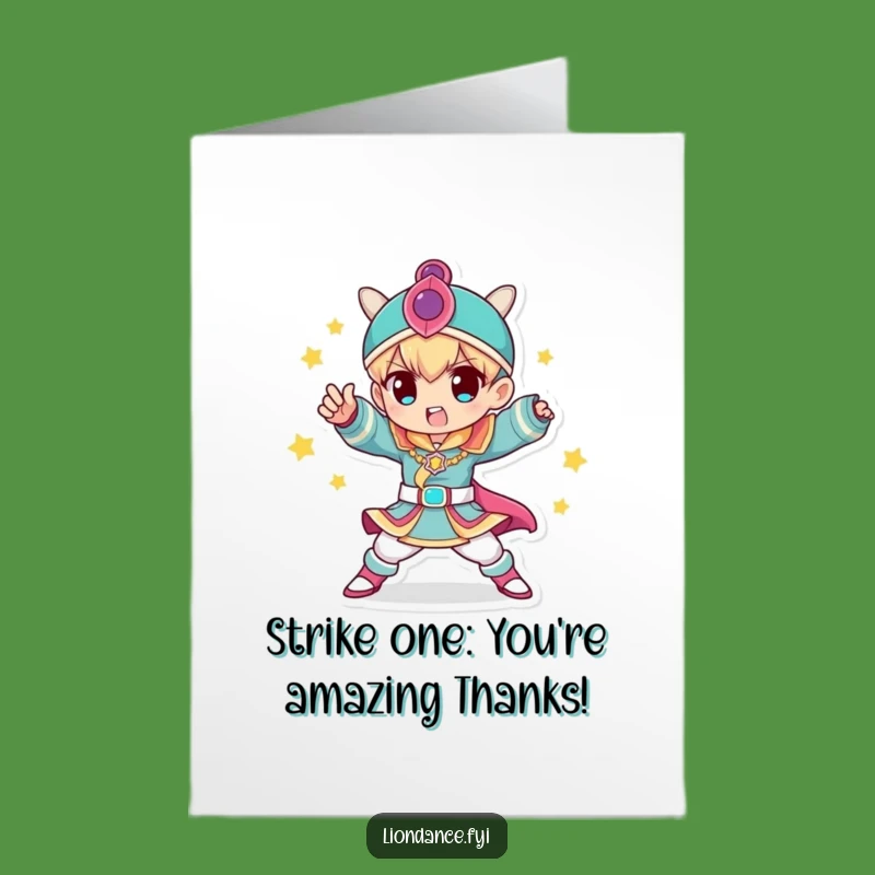 Free Printable Thank You Card: Dynamic Costume Pose for Your Kindness