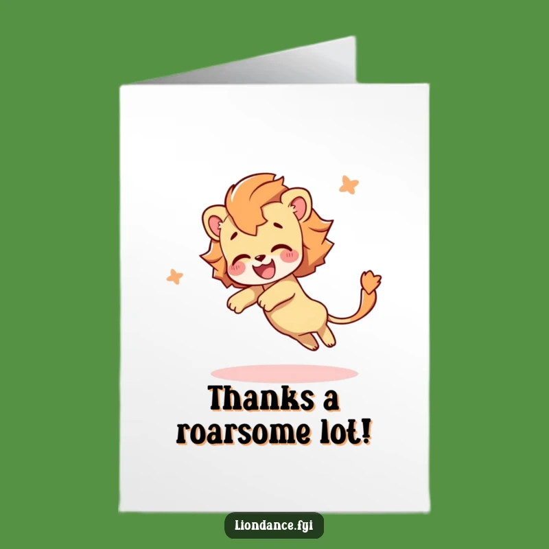 Free Printable Thank You Card: Funny Lion Tail Tumble, Heartfelt Downloadable Gift