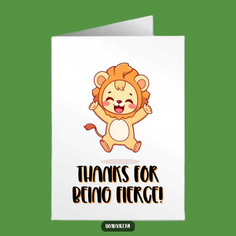 Free Printable Thank You Card: Lion Costume Character Thanks Funny Downloadable Gift