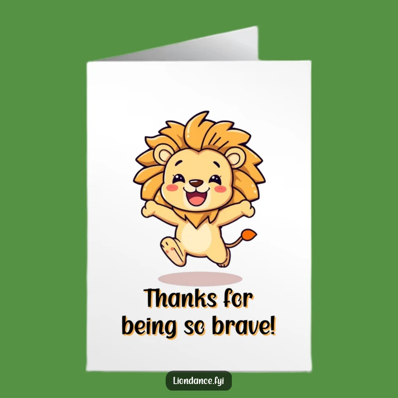 Free Printable Thank You Card: Lion Character Leap, LOL Downloadable Gift of Gratitude