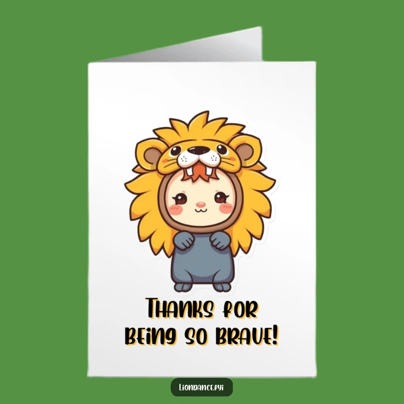 Free Printable Thank You Card: Lion Cub Costume Character Thanks You with a Roar