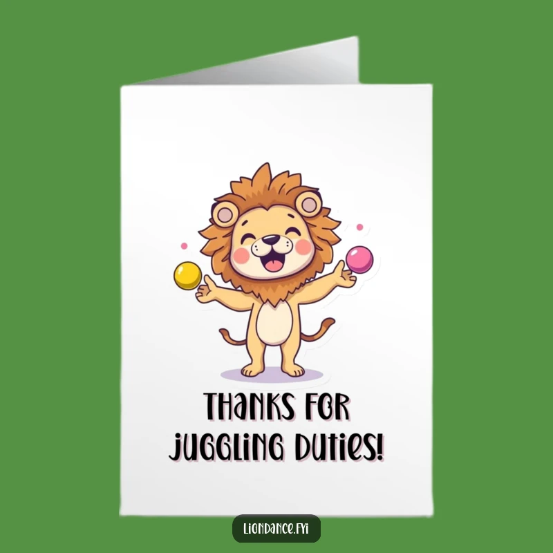 Free Printable Thank You Card: Lion Head Juggler, LOL Downloadable Gift of Thanks