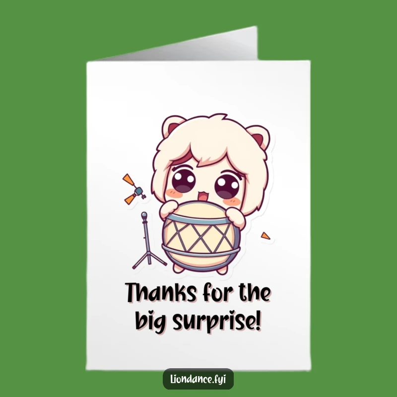 Free Printable Thank You Card: Surprised Character, Drum Surprise, Funny Downloadable