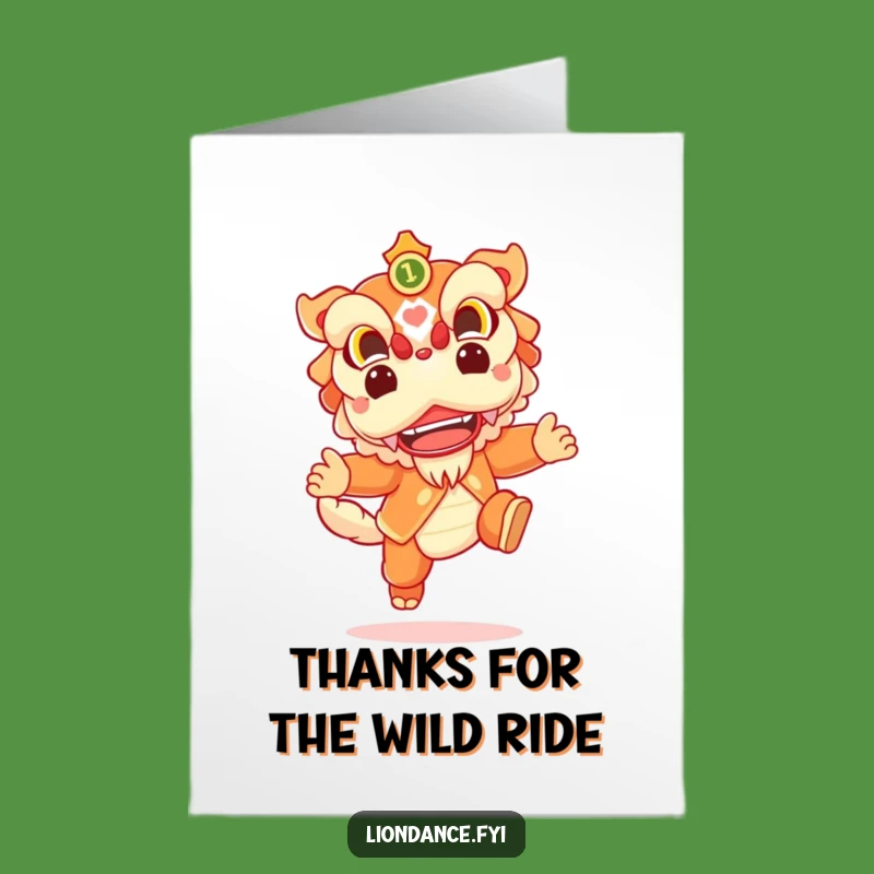 Free Printable Lion Dance Thank You Card: Joyful Leap Funny Download