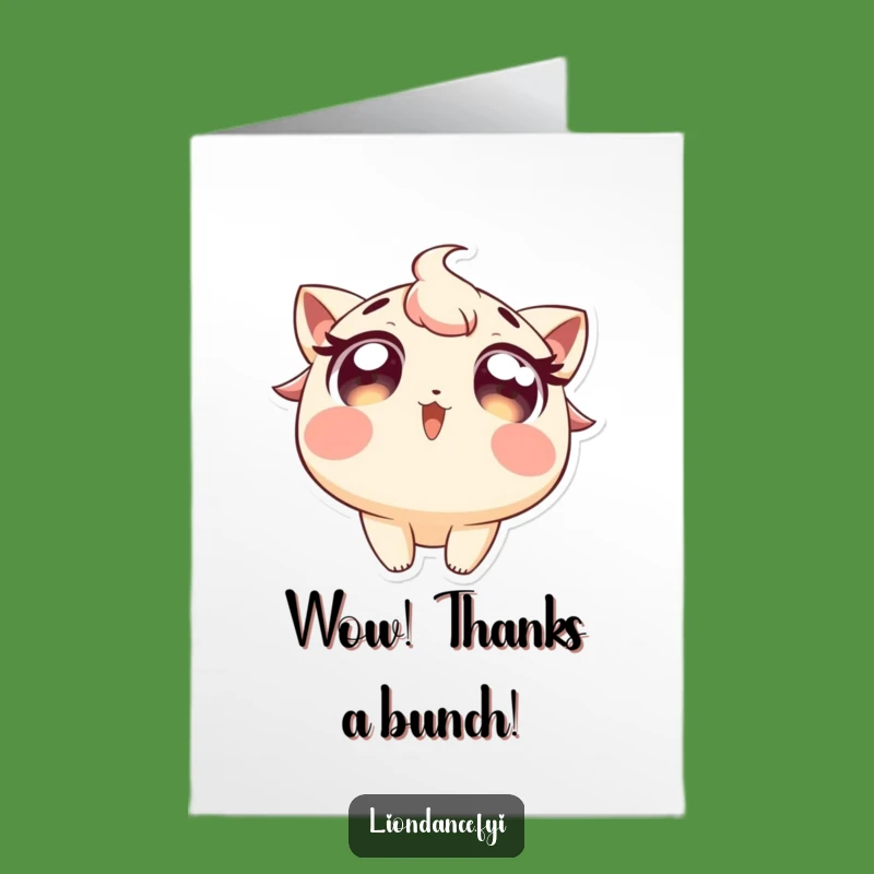 Free Printable Thank You Card: Excited Eyes Character Funny Downloadable Gift