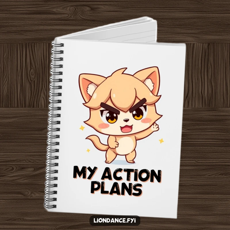 Funny notebook showcasing a character mid-action with a determined yet playful expression, perfect for notes. Ideal funny gift.