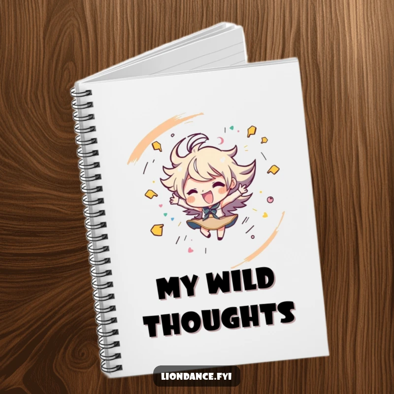 Funny notebook showcasing a character spinning with playful strokes, great for notes and creative ideas. Ideal funny gift.